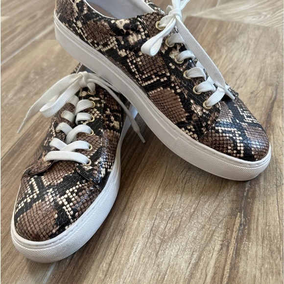 1901 Snake Print Leather Sneakers in Size 10 - Picture 5 of 11